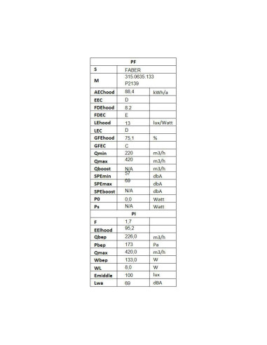 Napa Faber Flexa NG HIP AM/X A60 (420m3/h) 315.0635.133