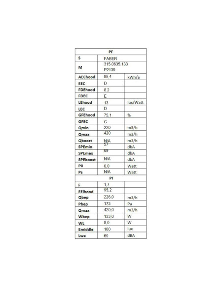 Napa Faber Flexa NG HIP AM/X A60 (420m3/h) 315.0635.133