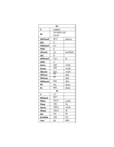 Napa Faber Flexa NG W/X A60 (305m3/h) 315.0635.102