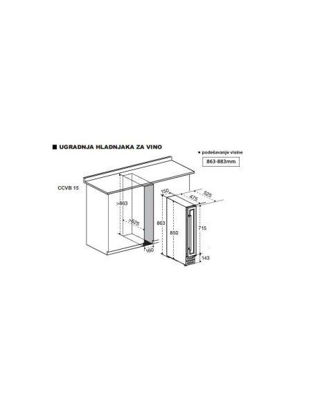 Podpultni hladnjak za vino Candy CCVB15/1