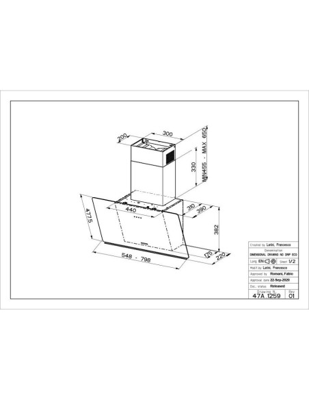 Napa Faber Glam-Light Zero Drip BK A80 330.0615.676