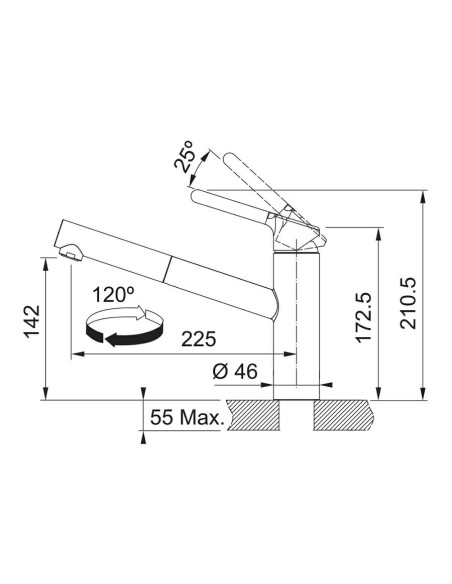 Slavina Franke Orbit-D VT krom 115.0623.055